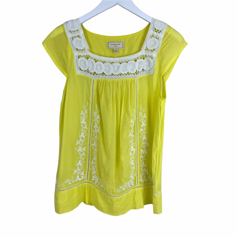 Peasant Square Neck Top Anthropologie Moulinette Soeurs Womens 4 S Yellow Boho‎